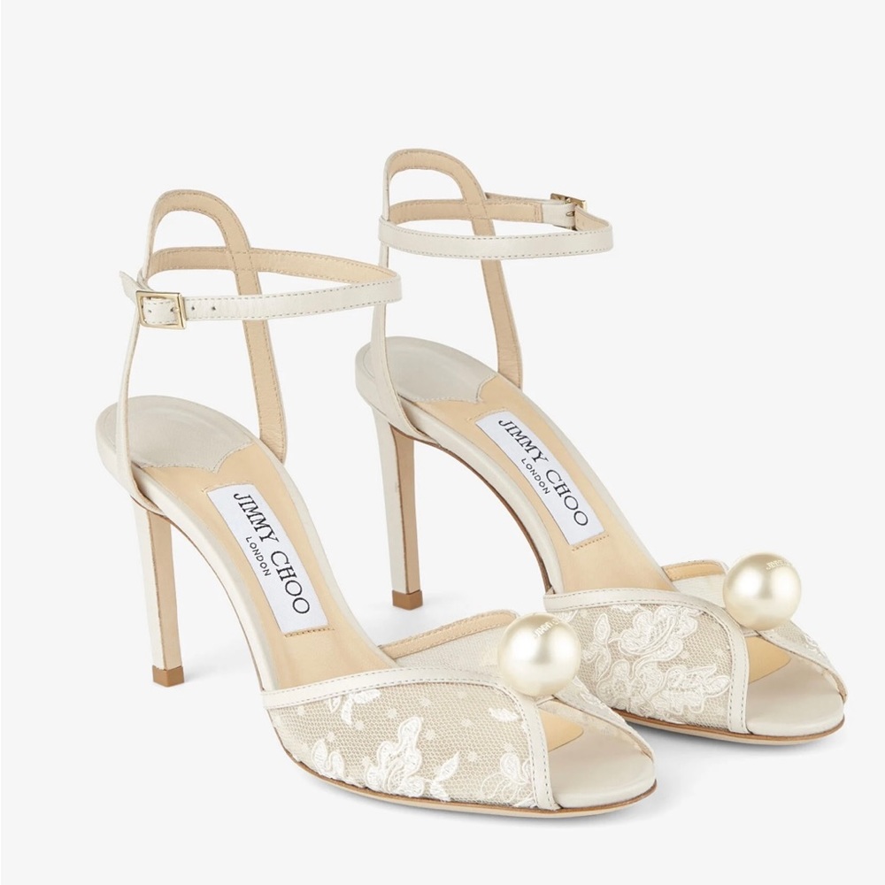 Jimmy Choo
Women's Sacora 85 Leather And Lace Sandals